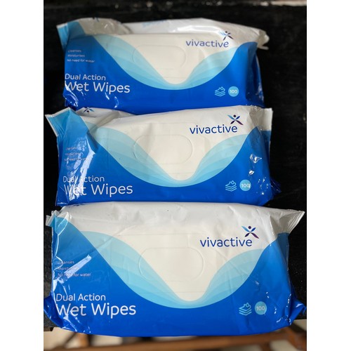 90 - 3 large packs of Vivactive Dual action wet wipes