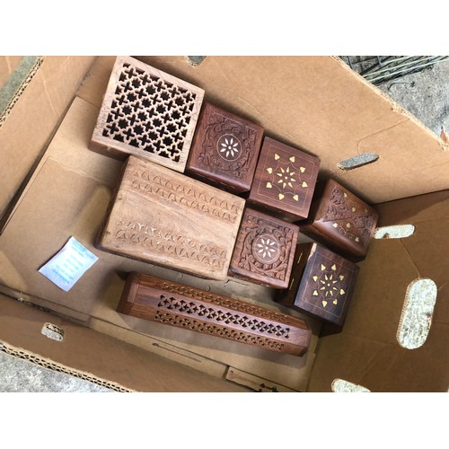 93 - Quantity off wooden boxes including incense stick holder.