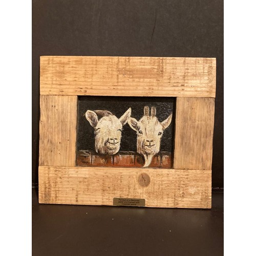 116 - Oil painting of two goats by Artist/Designer Shan Miller of Torrington