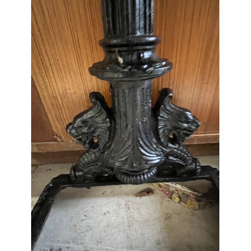 135 - Antique heavy cast iron stick stand and umbrella stand with tray.