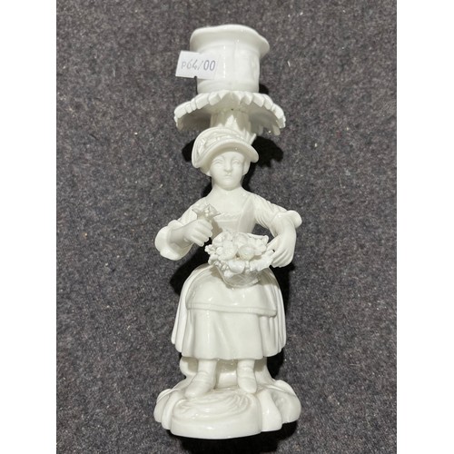 184 - Derby candle stick in glossy white. Signed