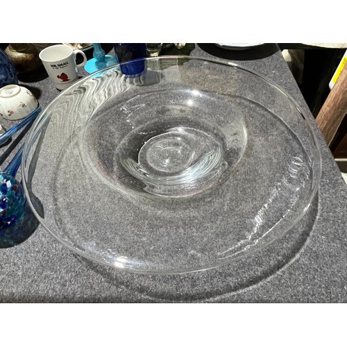 198 - 45cm Whitefriars bowl with clear swirl.