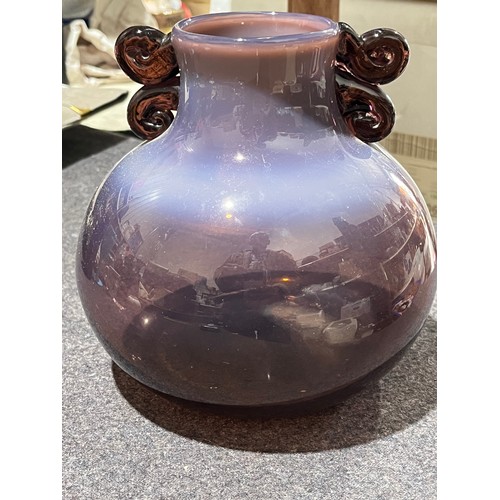 199 - Amethyst art glass globular vase.