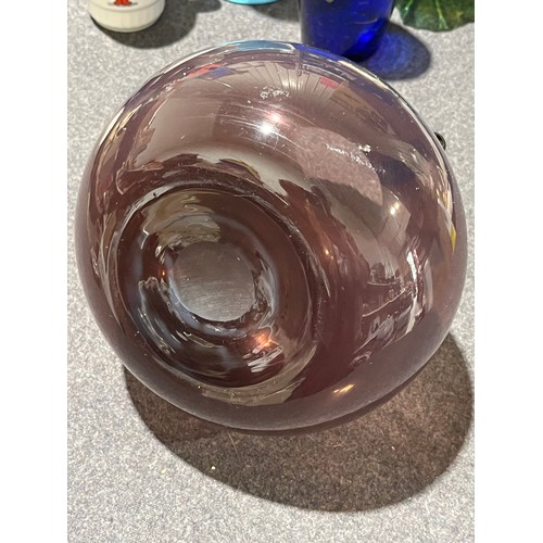 199 - Amethyst art glass globular vase.