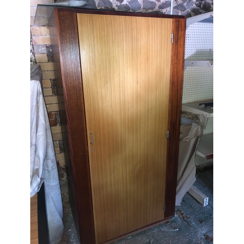 571 - MOD Military wardrobe with crows foot stamp. Solid Teak