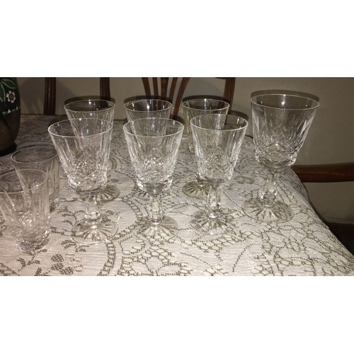 886 - Waterford Kenmore cut Glasses. Six Wine. Two Tumblers And one water