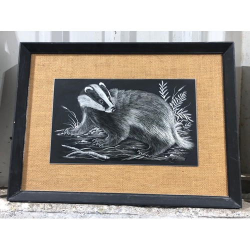 892 - engraved Badger on aluminium. F&G