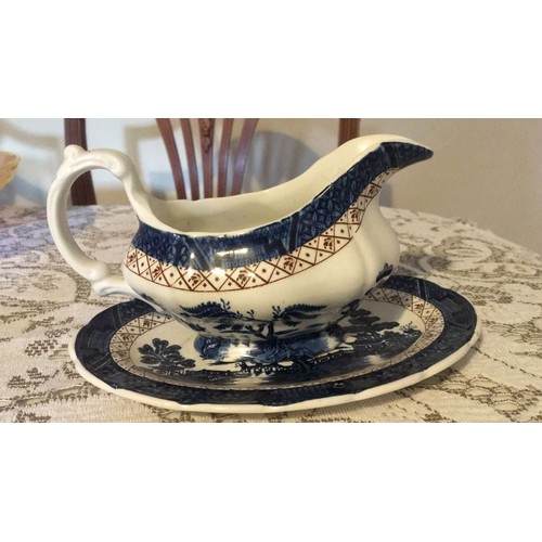 3 - Booths real old Willow, A8025. Gravy boat and stand