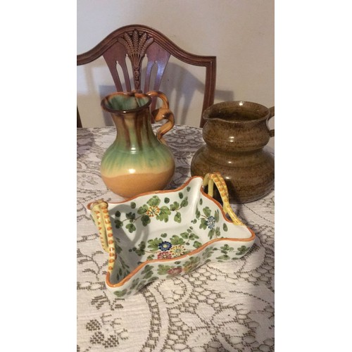 6 - Three pottery items, including Italian