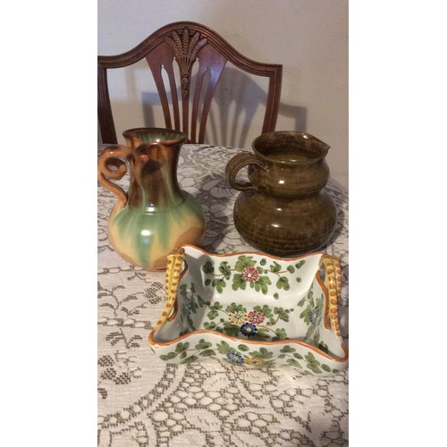 6 - Three pottery items, including Italian