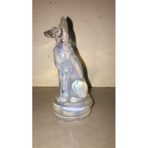 38 - R Lalique. 1925 opalescent dog figurine wear to base