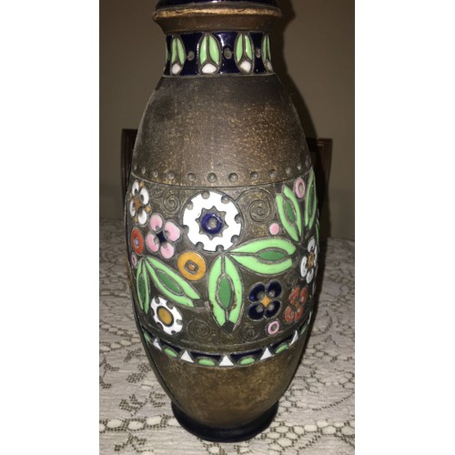 44 - Austrian enamelled vase.