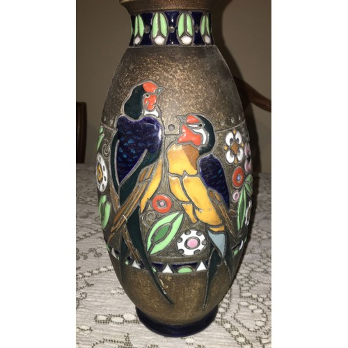 44 - Austrian enamelled vase.