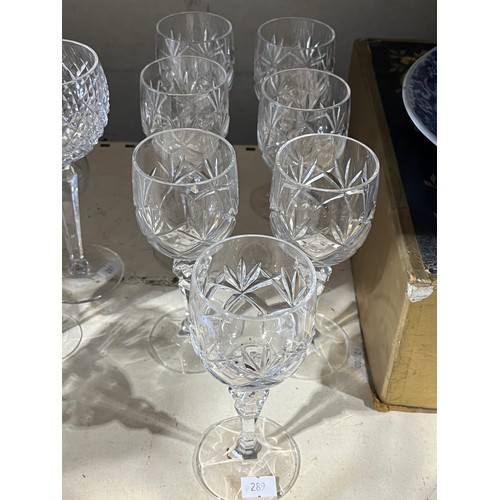 57 - Bohemia crystal glasses with golf ball stem