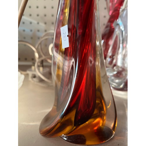 67 - Murano cased red and orange lamp base