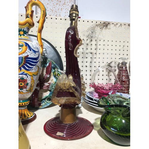 72 - Murano Seguso ruby glass dophin table lamp