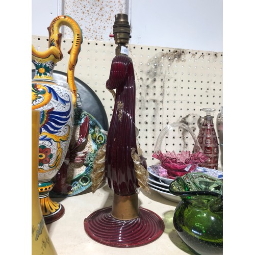 72 - Murano Seguso ruby glass dophin table lamp