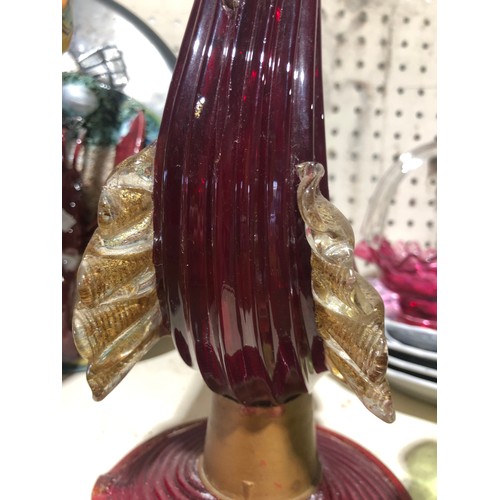 72 - Murano Seguso ruby glass dophin table lamp