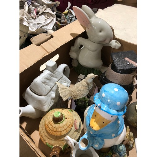 80 - Fruit box containing chinaware teapots etc