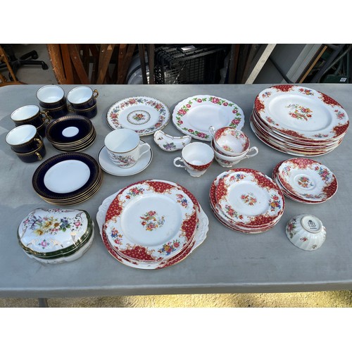 131 - A collection of Paragon Rockingham, Crown Derby, Romanov cobalt and other chinaware