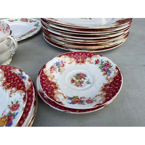 131 - A collection of Paragon Rockingham, Crown Derby, Romanov cobalt and other chinaware