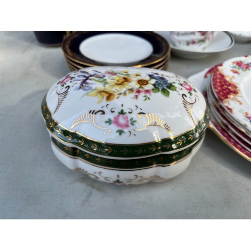 131 - A collection of Paragon Rockingham, Crown Derby, Romanov cobalt and other chinaware