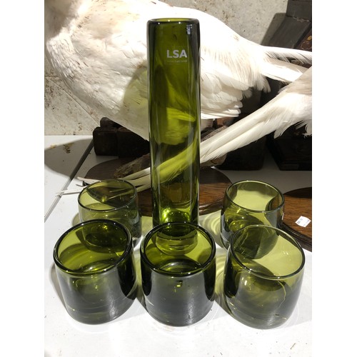 168 - Green LSA glass items