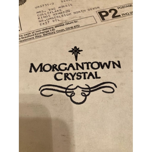 194 - Boxed crystal dish authentic Morgantown