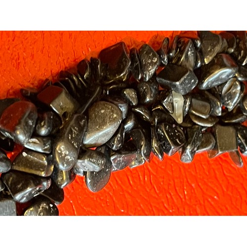 288 - Good quality Black Serpentine or Jet stone Multi Strand necklace 50 cm.