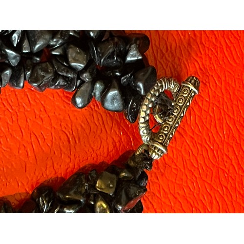 288 - Good quality Black Serpentine or Jet stone Multi Strand necklace 50 cm.