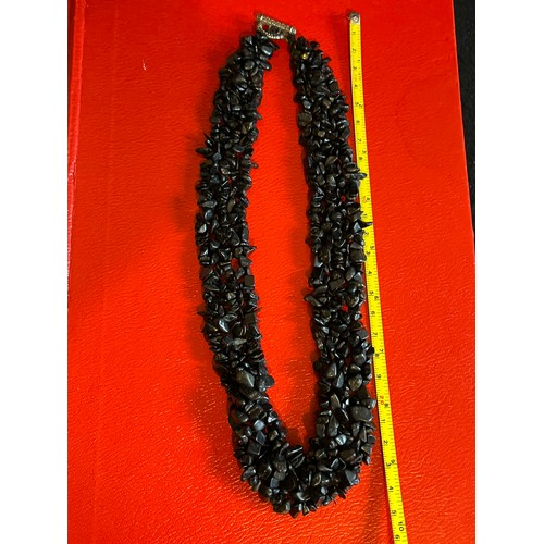 288 - Good quality Black Serpentine or Jet stone Multi Strand necklace 50 cm.