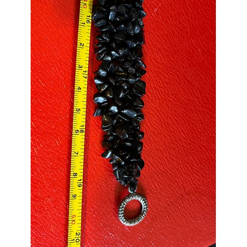 288 - Good quality Black Serpentine or Jet stone Multi Strand necklace 50 cm.