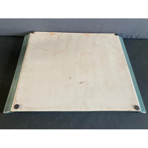 241 - Sage green glazed ceramic large tray/ platter,  measuring 41cm x31cm.