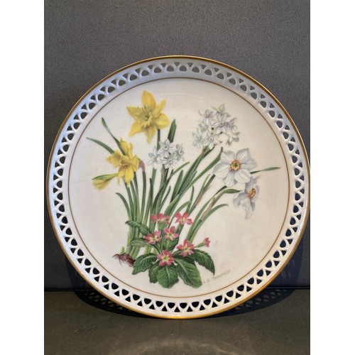 190 - 2 x Bong and Grondahl April flower decorated wall plates