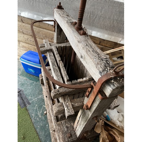 25 - Antique French basket, cider press,