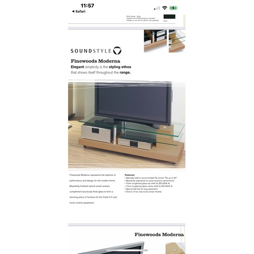 230 - SoundStyle Finewoods Moderna Plasma TV, Hifi display unit. Purchased from John Lewis. It’s 52 cmx1.5... 