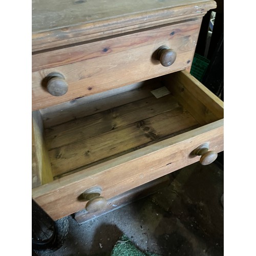 236 - Antique pine chest of drawers over cupboard.