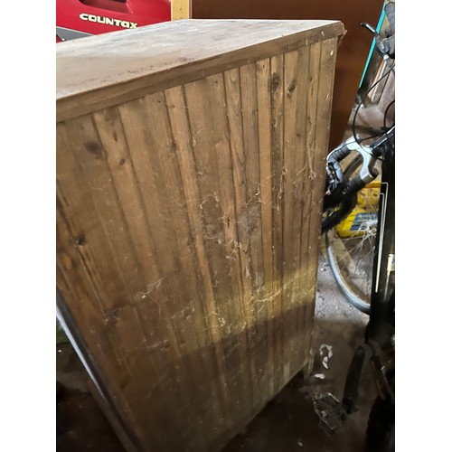 236 - Antique pine chest of drawers over cupboard.