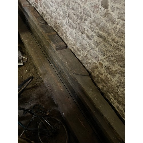 240 - 1.17 m3 of yellow pine reclaimed timber beams. Two at 5m x 12” x 6“ (0.45 m3) and four at 6m x 12” x... 