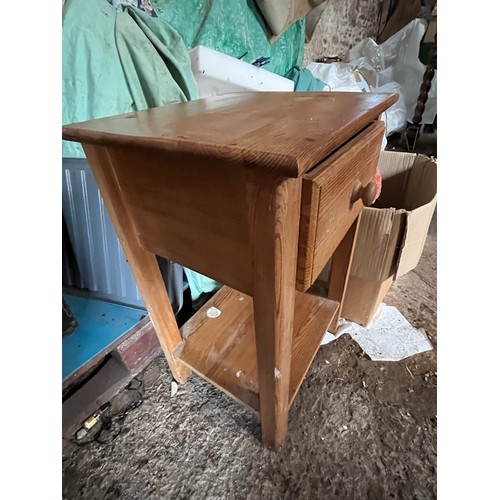 241 - Wooden Hall or plant stand. With drawer and shelf under