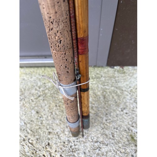 303 - Bamboo and cork free stage fly rod with brass ferrals.