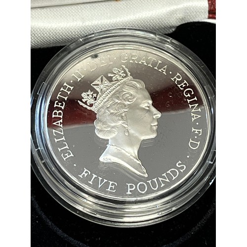 402 - 1996, Queen Elizabeth II, 70th birthday silver proof £5 coin with certificate boxed