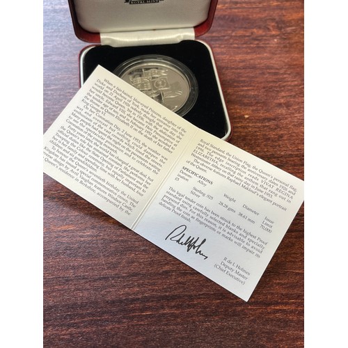 402 - 1996, Queen Elizabeth II, 70th birthday silver proof £5 coin with certificate boxed