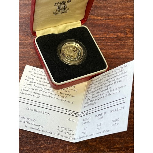 403 - Silver proof 1983 £1 coin uncirculated piedfort. 19 g limited issue 10,000