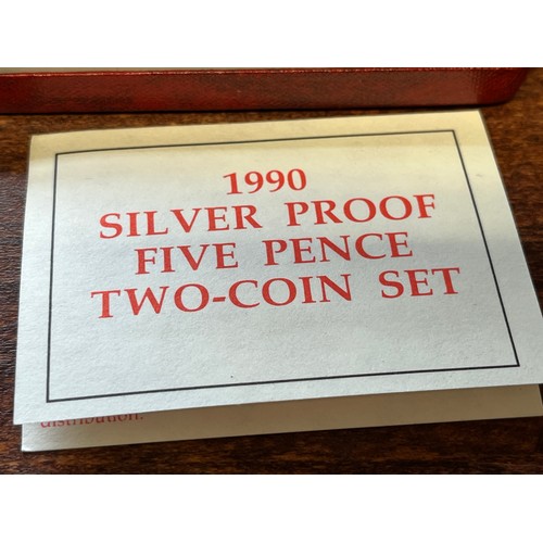 407 - 1990, silver proof 5p two coin set. Limited edition, 35,000