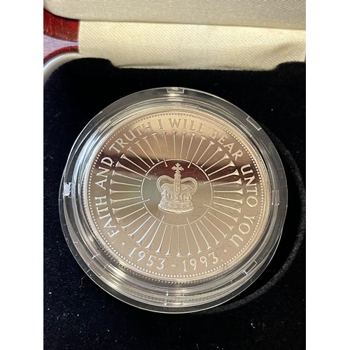 409 - 1953 to 1993. Coronation, 40th anniversary, silver proof £5 crown.