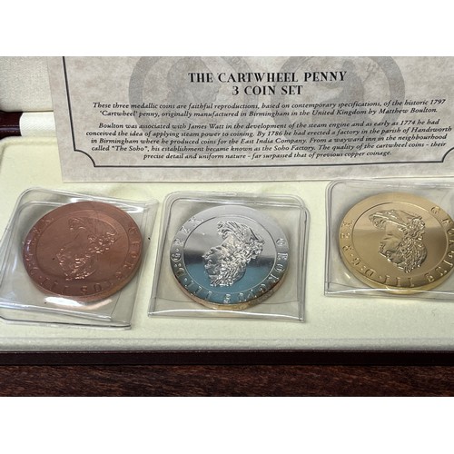 430 - Box cartwheel. Penny collection. Three coin set limited edition of 500 this set number 411 each 31 g... 