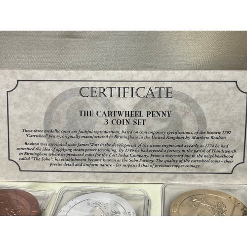 430 - Box cartwheel. Penny collection. Three coin set limited edition of 500 this set number 411 each 31 g... 