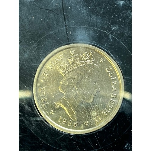 443 - Isle of Man, 1988, £1 coin uncirculated, mobile phone