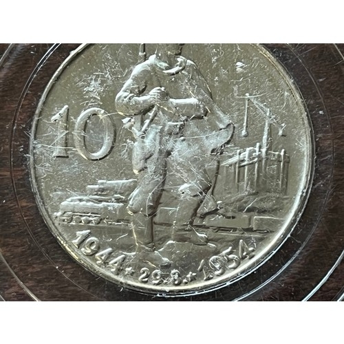 455 - Silver Proof 1954 Czechoslovakia 10 Korun, 1944 Slovak Uprising
CeskoSlovakian Republic, 10 year war... 